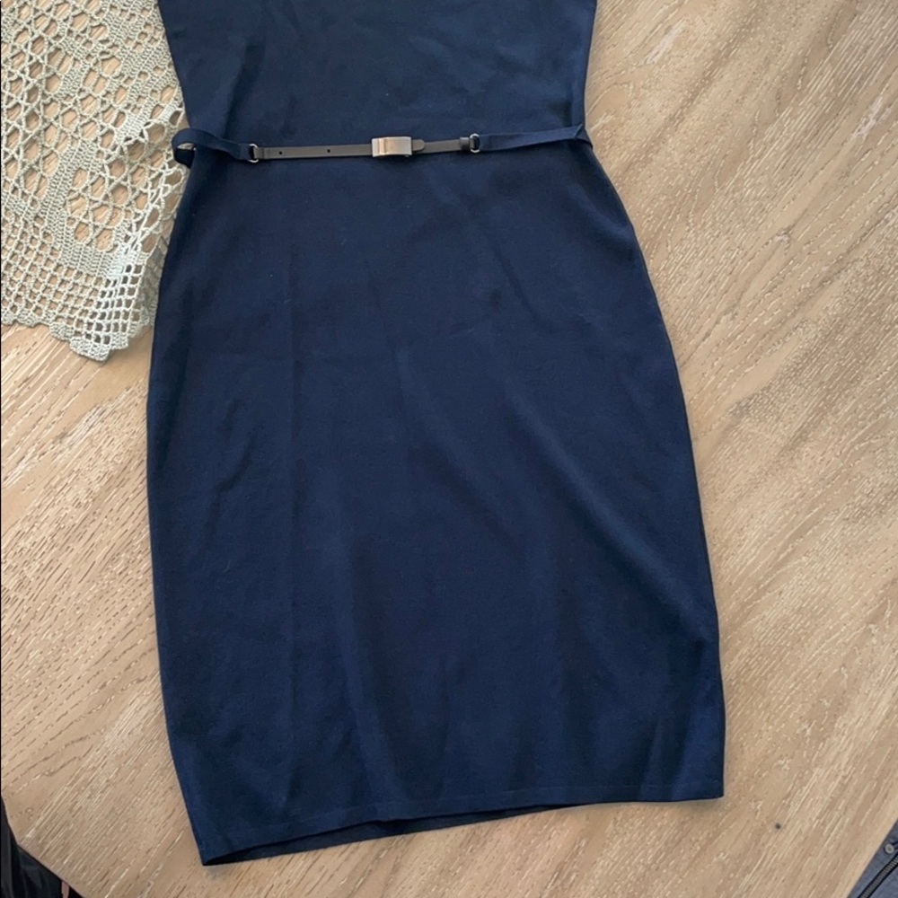 Calvin Klein navy dress with belt detail - Picture 3 of 6